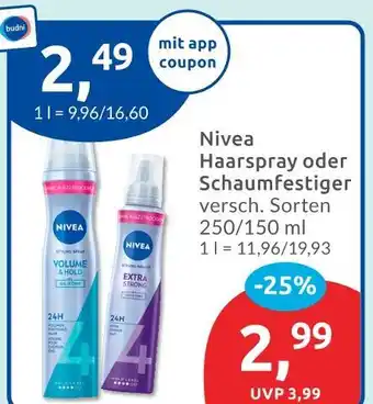Budni Nivea haarspray volume & hold Angebot
