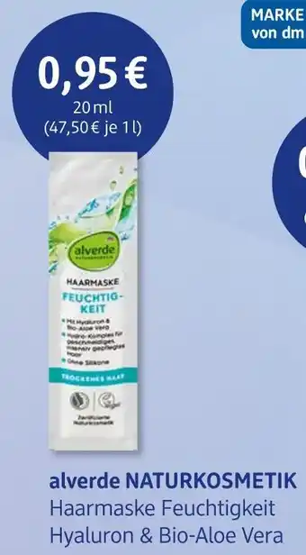 dm drogerie Alverde naturkosmetik haarmaske feuchtigkeit hyaluron & bio-aloe vera Angebot