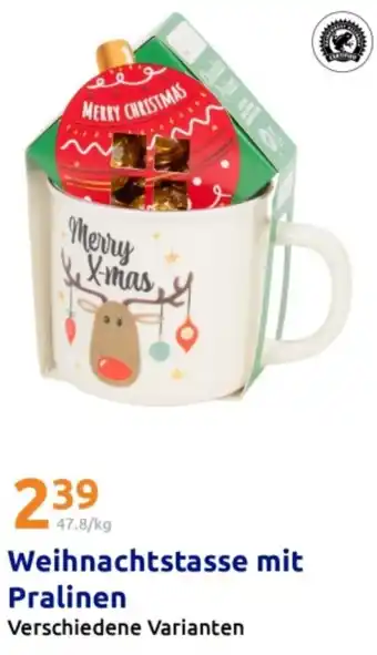 Action Weihnachtstasse mit Pralinen Angebot