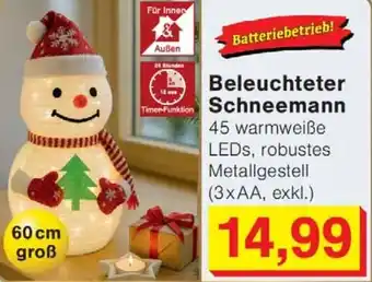 Wiglo Wunderland Beleuchteter Schneemann Angebot