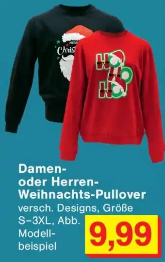 Wiglo Wunderland Damen- oder Herren- Weihnachts-Pullover versch. Designs, Größe S-3XL, Abb. Modell- beispiel Angebot