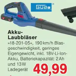 Wiglo Wunderland Güde Akku- Laubbläser Angebot