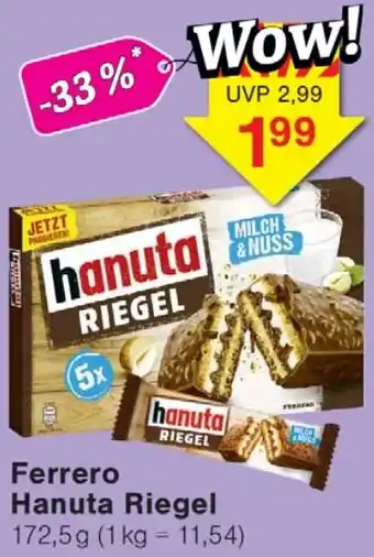 Wiglo Wunderland Ferrero Hanuta Riegel Angebot