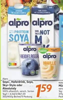 inkoop Alpro Soya-, Haferdrink, Soya, Skyr-Style oder Absolutely Angebot