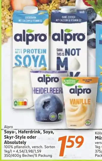 inkoop Alpro Soya-, Haferdrink, Soya, Skyr-Style oder Absolutely Angebot