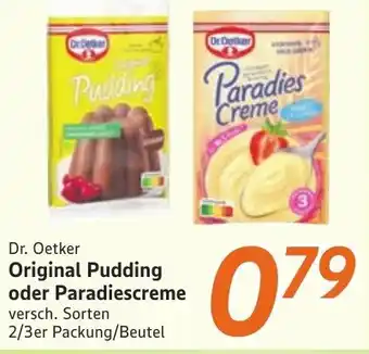 inkoop Dr. Oetker Original Pudding oder Paradiescreme Angebot