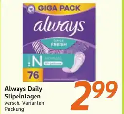 inkoop Always Daily Slipeinlagen Angebot
