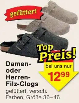 Wiglo Wunderland Damen oder Herren Filz Clogs Angebot