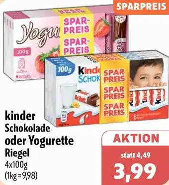 Aktiv Irma kinder Schokolade oder Yogurette Riegel Angebot