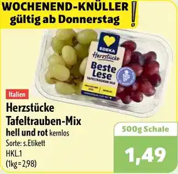 Aktiv Irma Edeka Herzstücke Tafeltrauben-Mix hell und rot Angebot