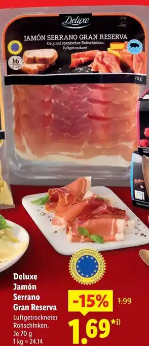 Lidl Deluxe Jamón Serrano Gran Reserva Angebot