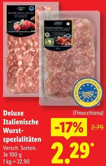 Lidl Deluxe Italienische Wurstspezialitäten Angebot