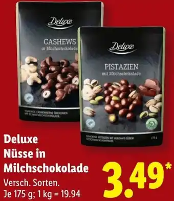 Lidl Deluxe Nüsse in Milchschokolade Angebot