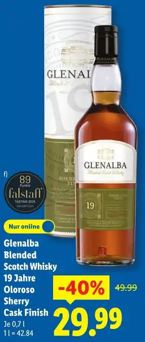 Lidl Glenalba Blended Scotch Whisky 19 Jahre Oloroso Sherry Cask Finish Angebot