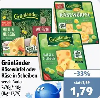Aktiv Irma Grünländer Käsewürfel oder Käse in Scheiben Angebot