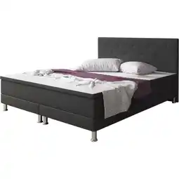 Netto Marken-Discount Inter Trading Boxspringbett Esra 180x200 Webstoff Anthrazit Angebot