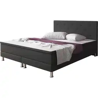 Netto Marken-Discount Inter Trading Boxspringbett Esra 180x200 Webstoff Anthrazit Angebot