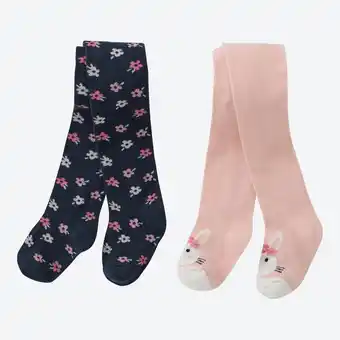 NKD Baby-Strickstrumpfhose mit Häschen- und Blümchen-Motiv, 2er-Pack Angebot
