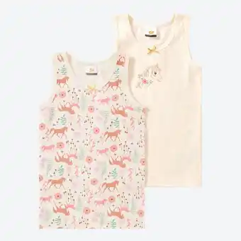 NKD Kinder-Mädchen-Unterhemd mit Pferde-Aufdruck, 2er-Pack Angebot