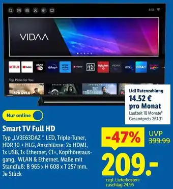 Lidl VIDAA Smart TV Full HD Angebot
