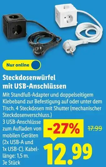 Lidl Steckdosenwürfel mit USB-Anschlüssen Angebot