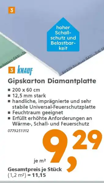 Globus Baumarkt 3 KNAUF Gipskarton Diamantplatte Angebot