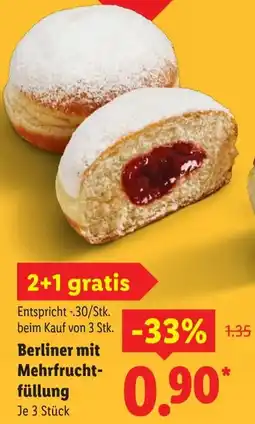 Lidl Berliner mit Mehrfruchtfüllung Angebot