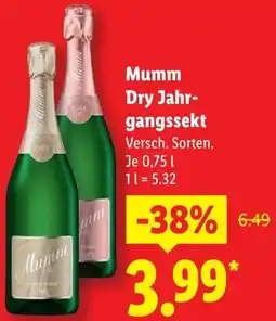 Lidl Mumm Dry Jahrgangssekt Angebot