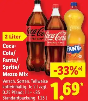 Lidl Coca-Cola/ Fanta/ Sprite/ Mezzo Mix Angebot