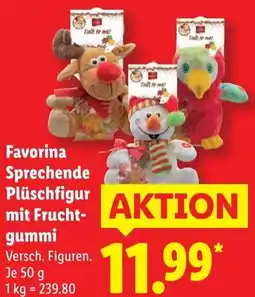 Lidl Favorina Sprechende Plüschfigur mit Fruchtgummi Angebot
