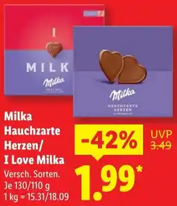 Lidl Milka Hauchzarte Herzen/ I Love Milka Angebot