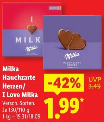 Lidl Milka Hauchzarte Herzen/ I Love Milka Angebot