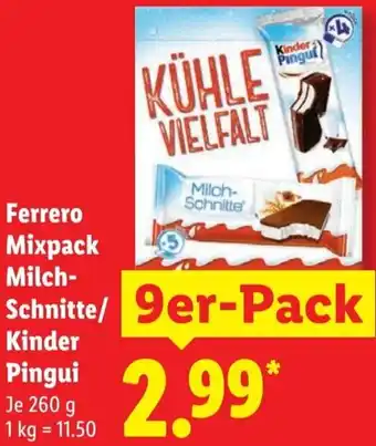 Lidl Ferrero Mixpack Milch Schnitte/ Kinder Pingui Angebot