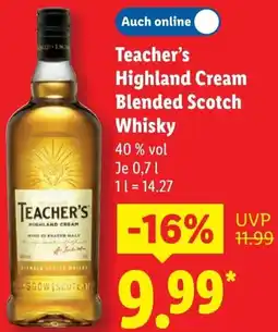 Lidl Teacher's Highland Cream Blended Scotch Whisky Angebot