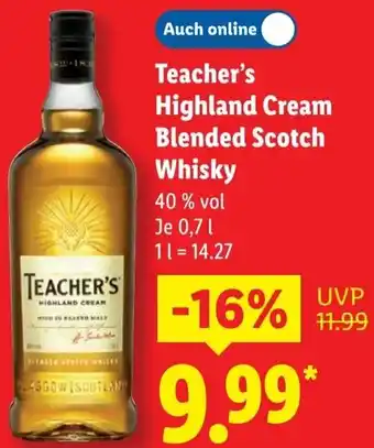 Lidl Teacher's Highland Cream Blended Scotch Whisky Angebot