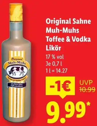 Lidl Original Sahne Muh-Muhs Toffee & Vodka Likör Angebot