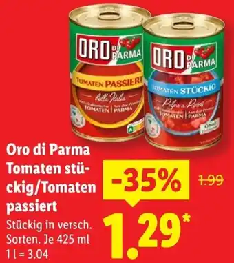 Lidl Oro di Parma Tomaten stückig/Tomaten passiert Angebot