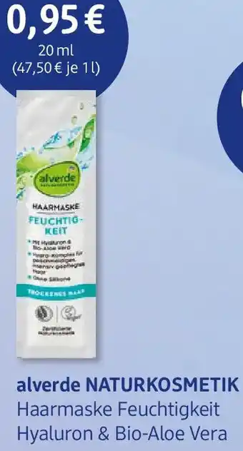 dm drogerie alverde NATURKOSMETIK Haarmaske Feuchtigkeit Hyaluron & Bio-Aloe Vera Angebot