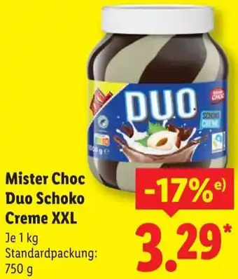 Lidl Mister Choc Duo Schoko Creme XXL Angebot