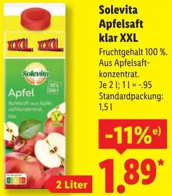 Lidl Solevita Apfelsaft klar XXL Angebot