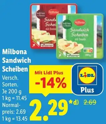 Lidl Milbona Sandwich Scheiben Angebot