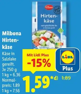 Lidl Milbona Hirtenkäse Angebot