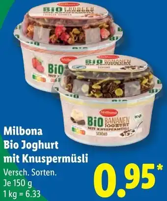 Lidl Milbona Bio Joghurt mit Knuspermüsli Angebot