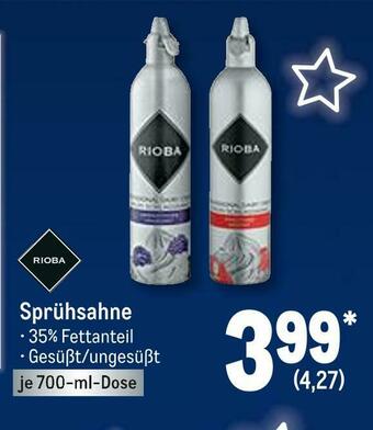 METRO Rioba sprühsahne Angebot