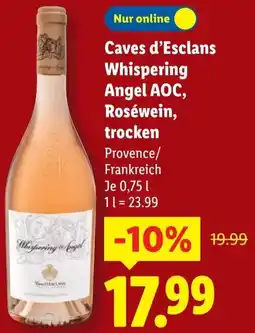 Lidl Caves d'Esclans Whispering Angel AOC, Roséwein, trocken Angebot