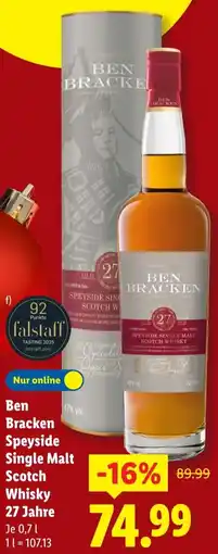 Lidl Ben Bracken Speyside Single Malt Scotch Whisky 27 Jahre Angebot