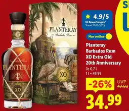 Lidl Planteray Barbados Rum XO Extra Old 20th Anniversary Angebot