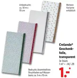 Lidl Crelando Geschenkfolie, transparent Angebot