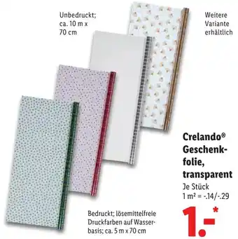 Lidl Crelando Geschenkfolie, transparent Angebot