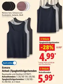 Lidl Esmara Achsel-/Spaghettiträgerhemden Angebot